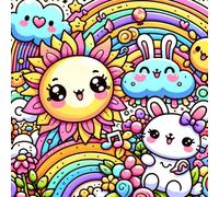 Rainbow Giggles: A Kawaii Journal for Happy Thoughts: 8.5 x 8.5 Inch Square Notebook - 200 Blank White Pages with Adorable Kawaii Cover