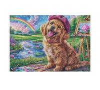 Rainbow Golden Retriever en el Arroyo Rompecabezas 300 Piezas Cartón para Principiantes Días Lluviosos Tiempo Libre En Casa para Reyes Magos Detalle De Cumpleaños 300 PCS
