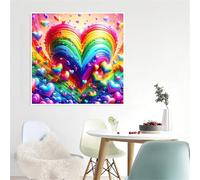 Rainbow Heart Jigsaw Puzzle 150 Pieces 65x65cm/26x26inch, Difficult Jigsaw Puzzles for Adults 150, Beautiful Art Work, Great Festive Puzzle Gift for Men/Women