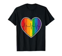 Rainbow Heart Pulse Beat Life Love Queer Community Unity Camiseta
