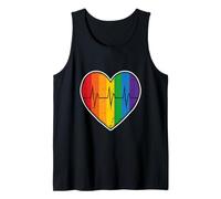 Rainbow Heart Pulse Beat Life Love Queer Community Unity Camiseta sin Mangas
