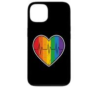 Rainbow Heart Pulse Beat Life Love Queer Community Unity Carcasa para iPhone 13