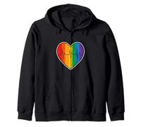 Rainbow Heart Pulse Beat Life Love Queer Community Unity Sudadera con Capucha