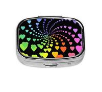 Rainbow Hearts,Meta Pastillero de 2 compartimentos, organizador portátil