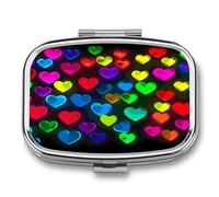 Rainbow Hearts - Organizador semanal de píldoras AM/PM. Organizador de pastillas de viaje portátil y compacto resistente al agua. Pastillero pequeño para soporte de medicamentos para vitaminas.