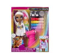 Rainbow High Air Brush & Create - 1 Muñeca de Moda DIY con Kit de Aerógrafo, Rotuladores Arco Iris Lavables, Pelo Largo, Ojos Grises, Juego Creativo para Niños de 4 a +12 Años
