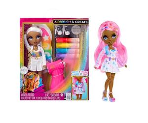 RAINBOW HIGH Air Brush & Create - 1 Muñeca de Moda DIY con Kit de Aerógrafo, Rotuladores Arco Iris Lavables, Pelo Largo, Ojos Grises, Juego Creativo para Niños de 4 a +12 Años
