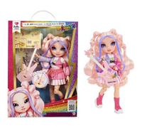RAINBOW HIGH Junior High Rock Band - Bella, Rosa - Muñeca de Moda de 23 cm con una Guitarra Baja, Personalizable con Pegatinas, Posable, Bonitos Juguetes para Niños Mayores de 4 Años