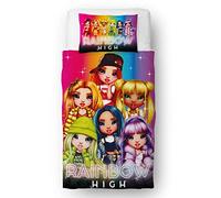 Rainbow High Juego de Funda de edredón Individual con Licencia Oficial, Reversible, diseño de arcoíris Brillante de 2 Caras con Funda de Almohada a Juego, polialgodón Suave y Duradero