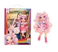 RAINBOW HIGH Junior High Rock Band - Bella, Rosa - Muñeca de Moda de 23 cm con una Guitarra Baja, Personalizable con Pegatinas, Posable, Bonitos Juguetes para Niños Mayores de 4 Años