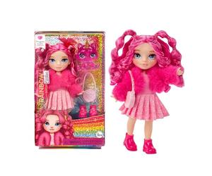 Rainbow High Littles - Magenta Monroe - Muñeca de Moda Pequeña y Articulable - Muñeca Rosa de 14 cm con Bolso y Gatito Mágico de Mascota - Adecuada para Niños y Coleccionistas