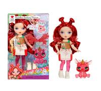 RAINBOW HIGH Littles Rainbow Fantasy Fairies & Pet - Apple, Red - Pequeña Muñeca Posable de 14 cm y Mascota Ciervo de Fantasía con Alas de Hada Intercambiables, Regalo para Niños +4
