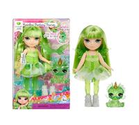 RAINBOW HIGH Littles Rainbow Fantasy Fairies & Pet - Emerald, Green - Pequeña Muñeca Posable de 14 cm y Mascota Dragón de Fantasía con Alas de Hada Intercambiables, Regalo para Niños +4