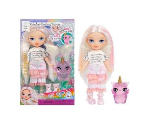 RAINBOW HIGH Littles Rainbow Fantasy Fairies & Pet - Opal, Rainbow - Pequeña Muñeca Posable de 14 cm y Mascota Búho de Fantasía con Alas de Hada Intercambiables, Regalo para Niños +4