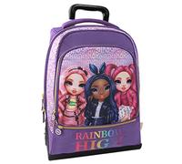 RAINBOW HIGH - Mochila Trolley Ajustable con asa y correas retráctiles, cremallera y bolsillo frontal con cremallera - Mochila para niña - Mochila escolar 36 x 23 x 47 cm, violeta, Talla única, Casual