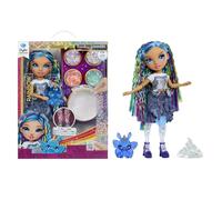 RAINBOW HIGH Rainbow Shimmers con Slime - Skyler, Azul - Muñeca de Moda de 28 cm, Viene con un Kit de Limo y un Conejito de Mascota, Apto para Niños Mayores de 4 Años