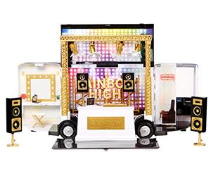 RAINBOW HIGH Rainbow Visions World Tour Autobús y Escenario 4-en-1 - Incluye Equipo de DJ, Luces Reales, camerino, Accesorios y Pilas - Edad: 6+ años