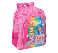 RAINBOW HIGH SHINE - Mochila Escolar Niño, Mochila Infantil, Adaptable a Carro, Ideal para Niños en Edad Escolar, Cómoda y Versátil, Calidad y Resistencia, 32x12x38 cm