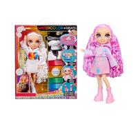 RAINBOW HIGH Watercolour & Create DIY Muñeca de Moda con Acuarelas Lavables y Kit de Tinte - Ojos Morados, Pelo Rizado, Top y Zapatos - Colorea, CREA, Enjuaga y Repite - Niños 4-12 Años en Adelante