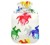 Rainbow Horse Riders - Botella de agua caliente con cubierta suave para calentar los pies, bolsa de agua caliente para cuello, hombros y calambres menstruales, tamaño mediano
