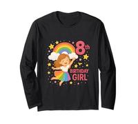 Rainbow Joyful Octavo Cumpleaños Niña Manga Larga