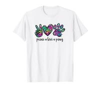 Rainbow Leopard Print Decor For Dog Mom Pink Peace Love Paws Camiseta