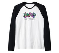 Rainbow Leopard Print Decor For Dog Mom Pink Peace Love Paws Camiseta Manga Raglan