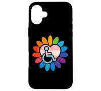 Rainbow LGBTQ Pride Disabled Wheelchair Heart Flower Petals Carcasa para iPhone 16 Plus