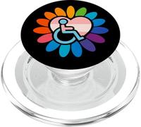 Rainbow LGBTQ Pride Disabled Wheelchair Heart Flower Petals PopSockets PopGrip para MagSafe