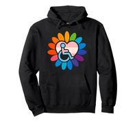 Rainbow LGBTQ Pride Disabled Wheelchair Heart Flower Petals Sudadera con Capucha