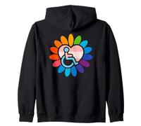 Rainbow LGBTQ Pride Disabled Wheelchair Heart Flower Petals Sudadera con Capucha