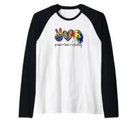 Rainbow Lips Leopard Heart Decor Women Peace Love Equality Camiseta Manga Raglan
