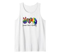 Rainbow Lips Leopard Heart Decor Women Peace Love Equality Camiseta sin Mangas