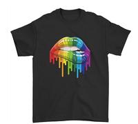 Rainbow Lips T Shirt LGBT Gay Pride Lesbian Rainbow Mens t-Shirt T-Shirt Black S