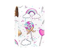 Rainbow Lollipop - Estuche portátil para pintalabios, mini caja de almacenamiento para pintalabios, estuche organizador de lápiz labial con espejo para mujer, Varios colores, 9.5x2x7 cm/3.7x0.8x2.7 in