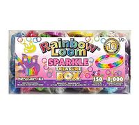 Rainbow Loom® Treasure Box Sparkle Edition, 8.000 bandas de goma en 8 colores brillantes diferentes, y un bono de 2 telares felices, grandes actividades para niños y niñas de 7 años en adelante