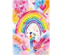 Rainbow Love Watercolor Notebook: 120 Pages, 6 x 9 Inches, College Ruled Journal with Romantic Couple and Heart Cloud Art for Daily Inspiration