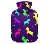 Rainbow Magic Unicorn - Botella de agua caliente con cubierta suave y cálida para cama de invierno, cuello y hombros, 1 L