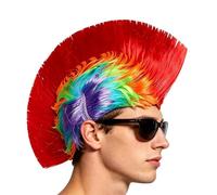 Rainbow Mohawk Wig | Colorful Punk Cockscomb Hairpiece | Unisex Mohican Cosplay Hairstyle Wig | Masquerade Party Costume Hair Accessory | Carnival Festival Halloween Adult Use Premium Ed of