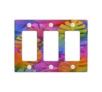Rainbow Monstera - Placas de cubierta para interruptor de luz/cubiertas de toma, hojas tropicales coloridas para decoración de pared, estilo tropical, placas de pared termoplásticas, tamaño estándar