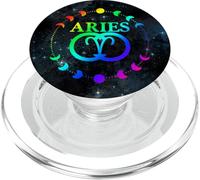 Rainbow Moon Cycle Aries Zodiac PopSockets PopGrip para MagSafe