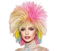 Rainbow Mullet Wig - Multi-Colored LGBT Punk Gradient Hair, Fancy Rainbow | Vibrant Fancy Rainbow Punk Wig for Halloween Cosplay Party,Pride Day Carnival Haunted House Festival Role-Playing Masquerade