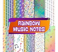 Rainbow Music Notes Scrapbook Paper Craft Pad: 10 Colorful Music Sheet Designs, 20 Double-Side Sheets Printed on 8.5"x8.5" Size Paper With Premium ... Collage, Junk Journal, Decoupage & More!