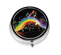 Rainbow Musical Note Melody Print, pastillero, pastillero cuadrado para bolsillo o monedero, pastillero pequeño, organizador de pastillas de viaje
