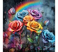 Rainbow Night Roses Jigsaw Puzzle 70 Pieces 45x45cm/18x18inch, Difficult Jigsaw Puzzles for Adults 70, Beautiful Art Work, Great Festive Puzzle Gift for Men/Women