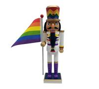 Rainbow Nutcracker - 12 Inch Wooden Holiday Statue | Pride Flag Christmas