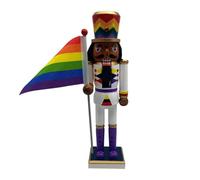 Rainbow Nutcracker - 12 Inch Wooden Holiday Statue | Pride Flag Christmas