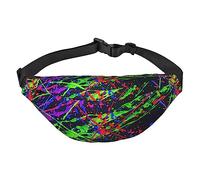 Rainbow of Neon Paint Splatters Pack Riñonera ajustable para hombres y mujeres, viajes, senderismo, ciclismo, correr, Como se muestra en la imagen, Talla única, Mochila casual