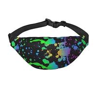 Rainbow of Neon Paint Splatters Pack Riñonera ajustable para hombres y mujeres, viajes, senderismo, ciclismo, correr, Black, Talla única, Cinturón de dinero