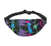 Rainbow of Neon Paint Splatters - Riñonera ajustable casual para senderismo, Black, Talla única, Cinturón de dinero